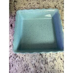 Paula Deen 9" x 9" Square Speckled Robins Egg 3 Quart Casserole Dish Wavy Edge